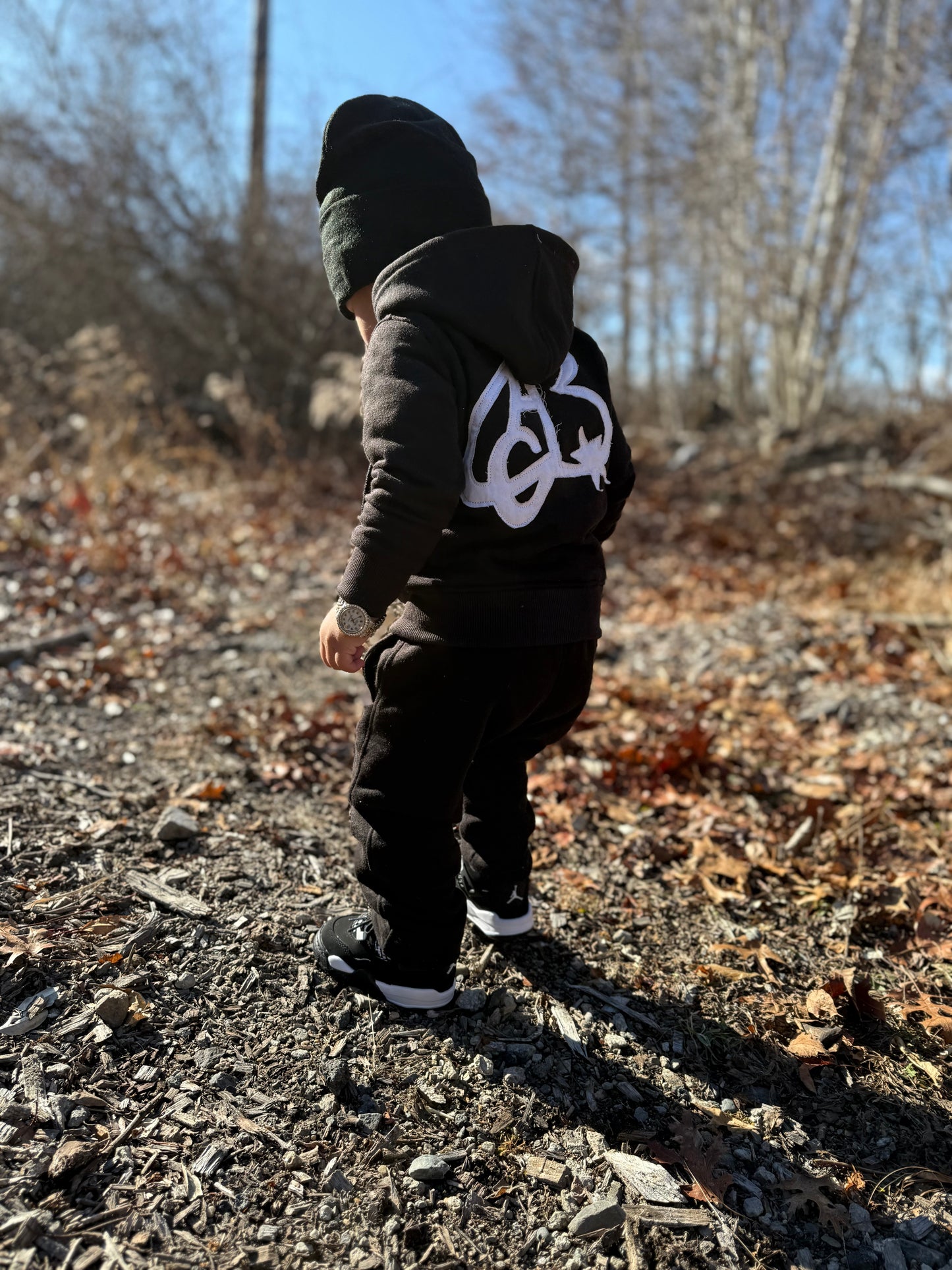 Kidz Stacked Sweat Set (BLACK)