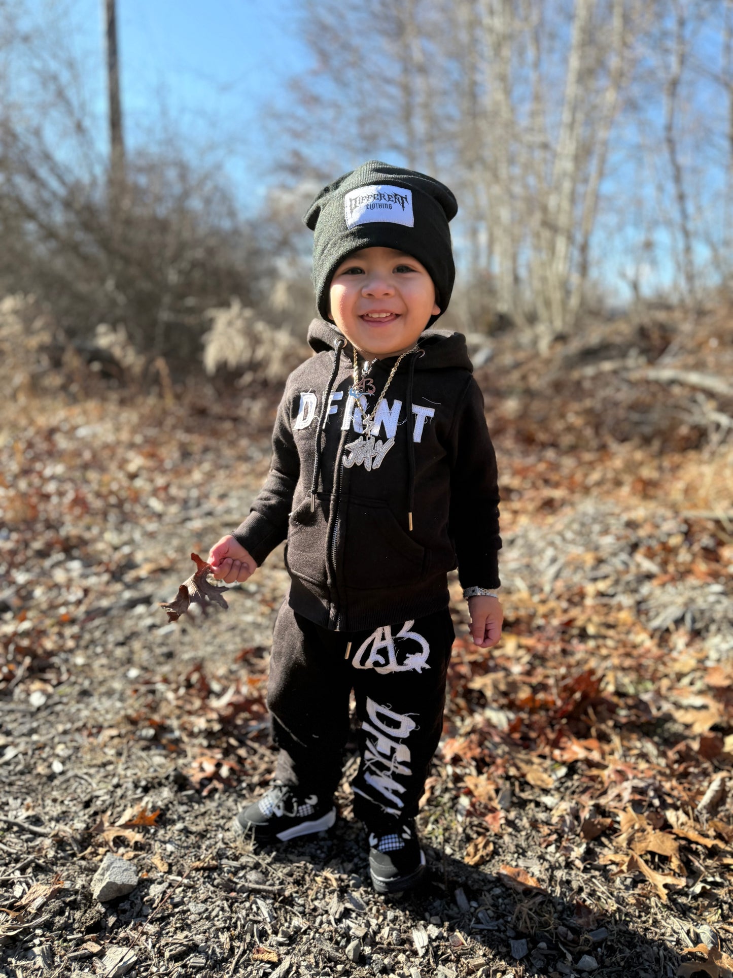 Kidz Stacked Sweat Set (BLACK)
